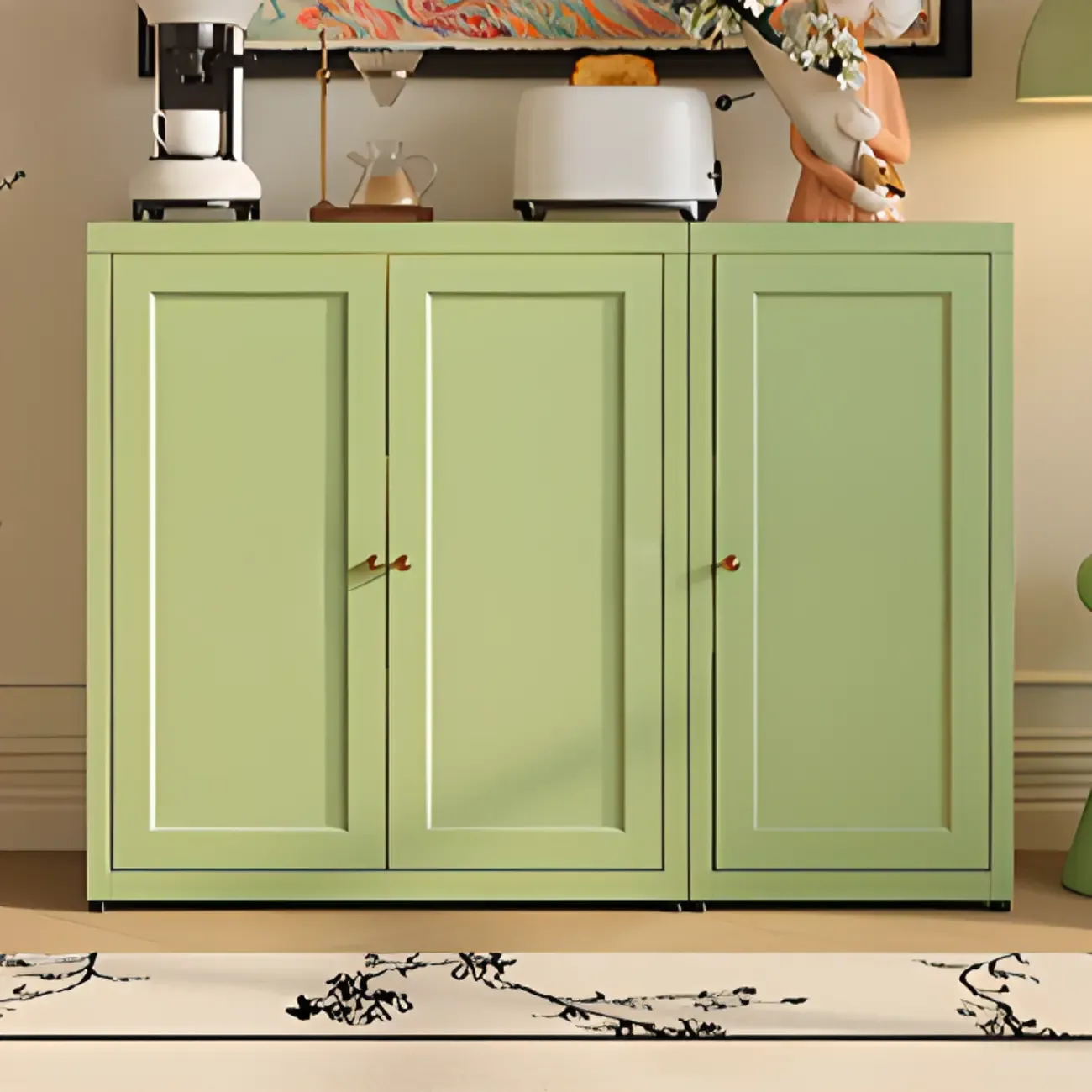 Simple Contemporary Metal 3-Shelf Buffet Cabinet Image - 4