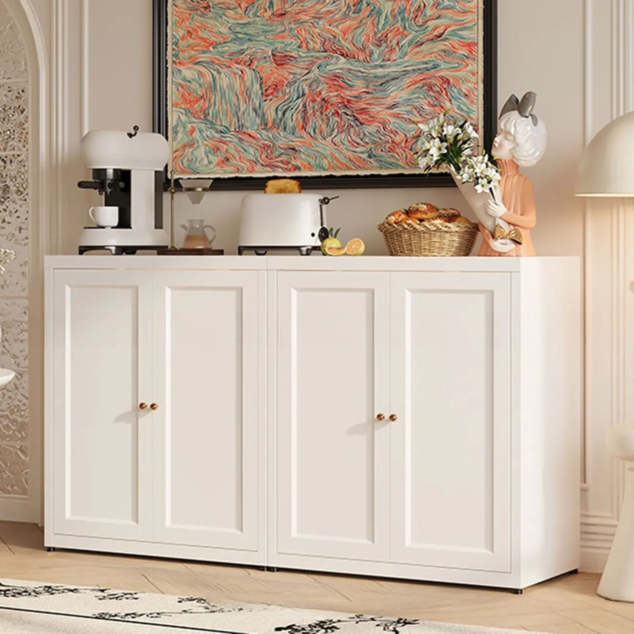 Simple Contemporary Metal 3-Shelf Buffet Cabinet Image - 11 | homeyfad