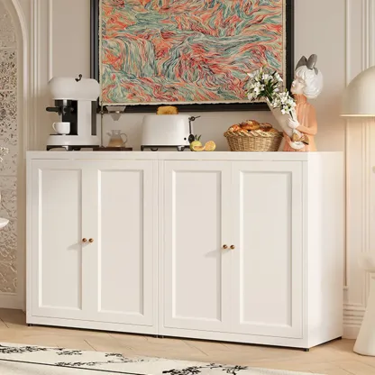 Simple Contemporary Metal 3-Shelf Buffet Cabinet Image - 11