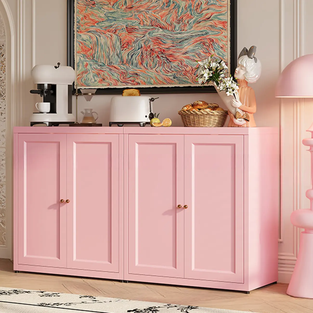 Simple Contemporary Metal 3-Shelf Buffet Cabinet Image - 12 | homeyfad