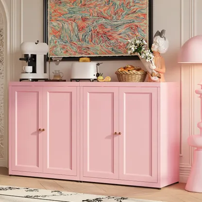 Simple Contemporary Metal 3-Shelf Buffet Cabinet Image - 12