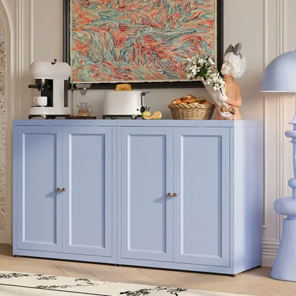 Simple Contemporary Metal 3-Shelf Buffet Cabinet Image - 13