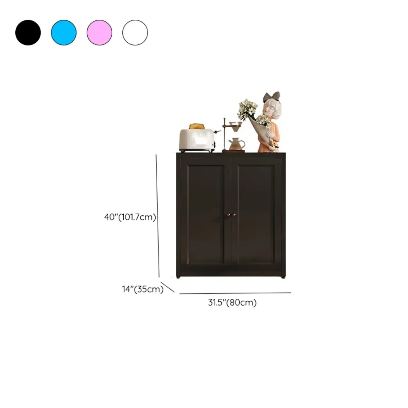 Simple Contemporary Metal 3-Shelf Buffet Cabinet #size