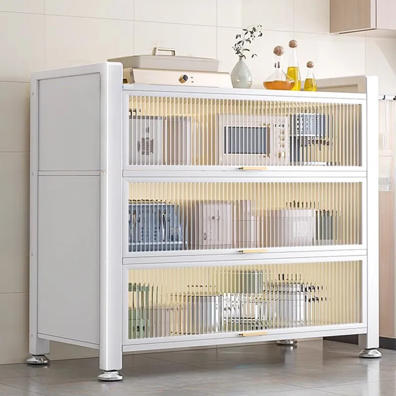 Simple Modern Metal Multi-Cabinet Lift-Up Door Sideboard