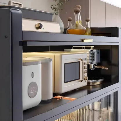 Simple Modern Metal Multi-Cabinet Lift-Up Door Sideboard Image - 8