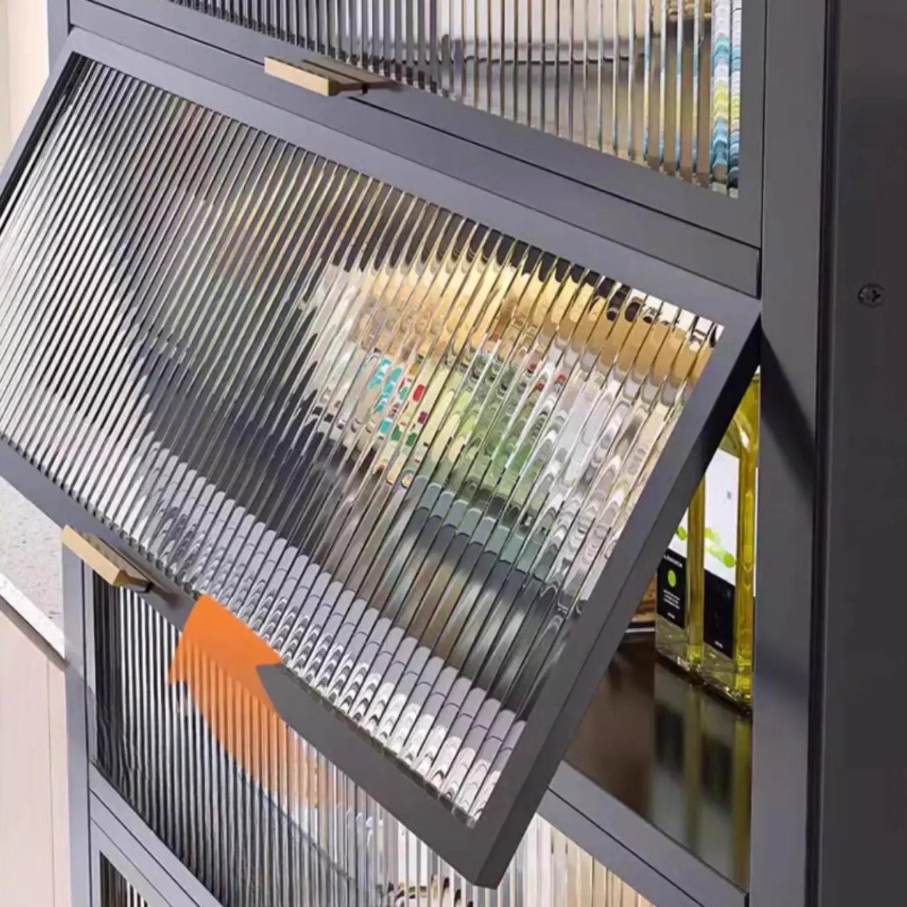 Simple Modern Metal Multi-Cabinet Lift-Up Door Sideboard Image - 9 | homeyfad