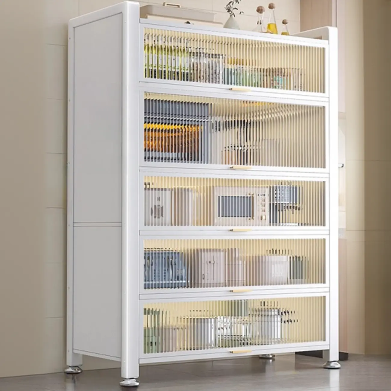 Simple Modern Metal Multi-Cabinet Lift-Up Door Sideboard Image - 16 | homeyfad