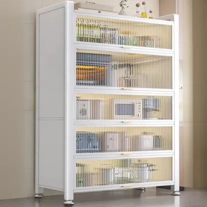 Simple Modern Metal Multi-Cabinet Lift-Up Door Sideboard Image - 16