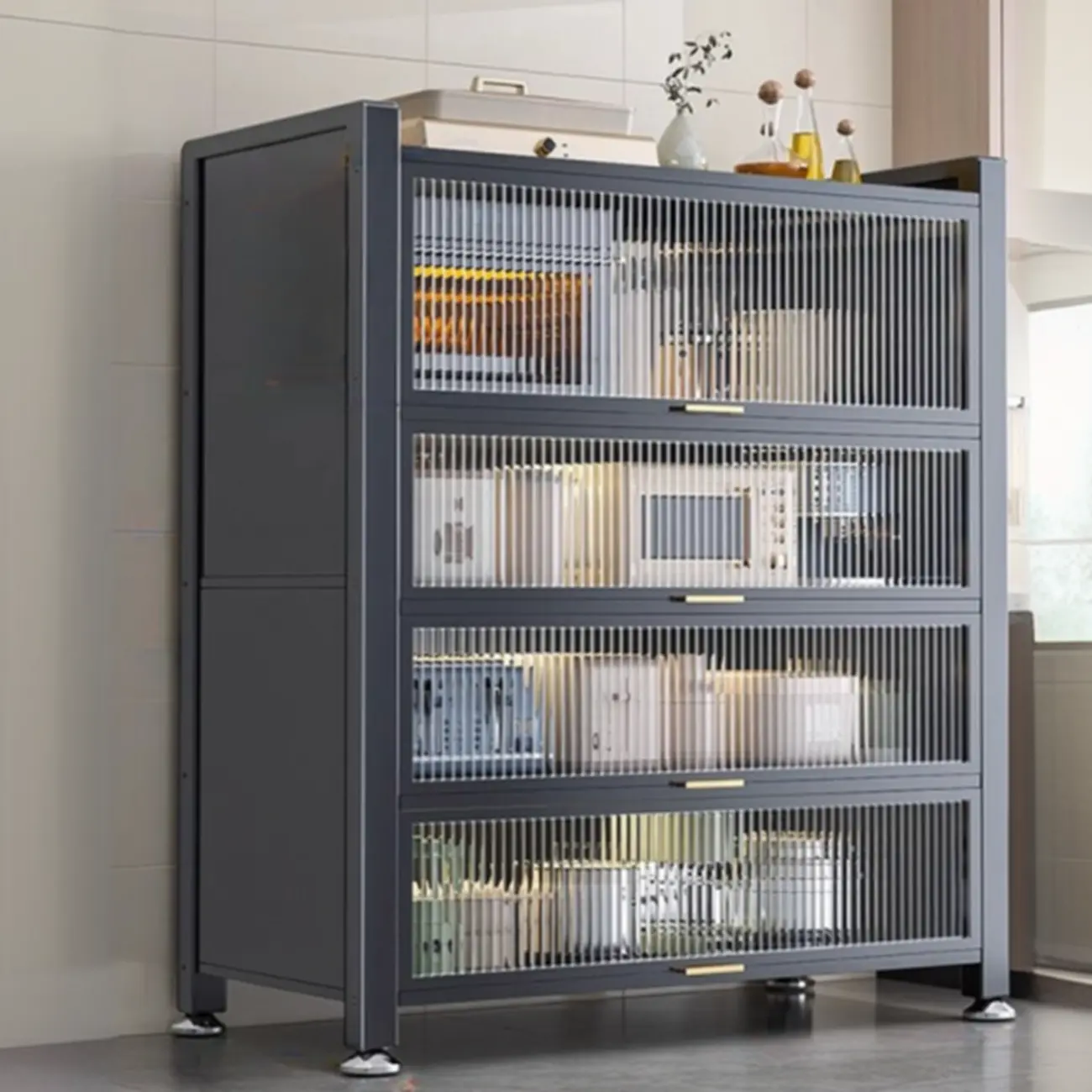 Simple Modern Metal Multi-Cabinet Lift-Up Door Sideboard Image - 20 | homeyfad