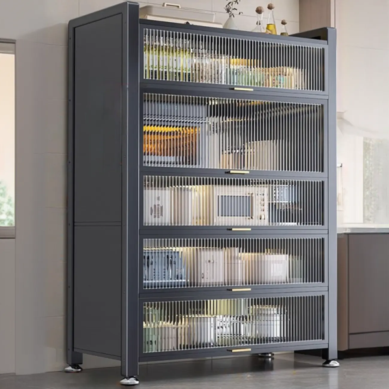 Simple Modern Metal Multi-Cabinet Lift-Up Door Sideboard Image - 21 | homeyfad