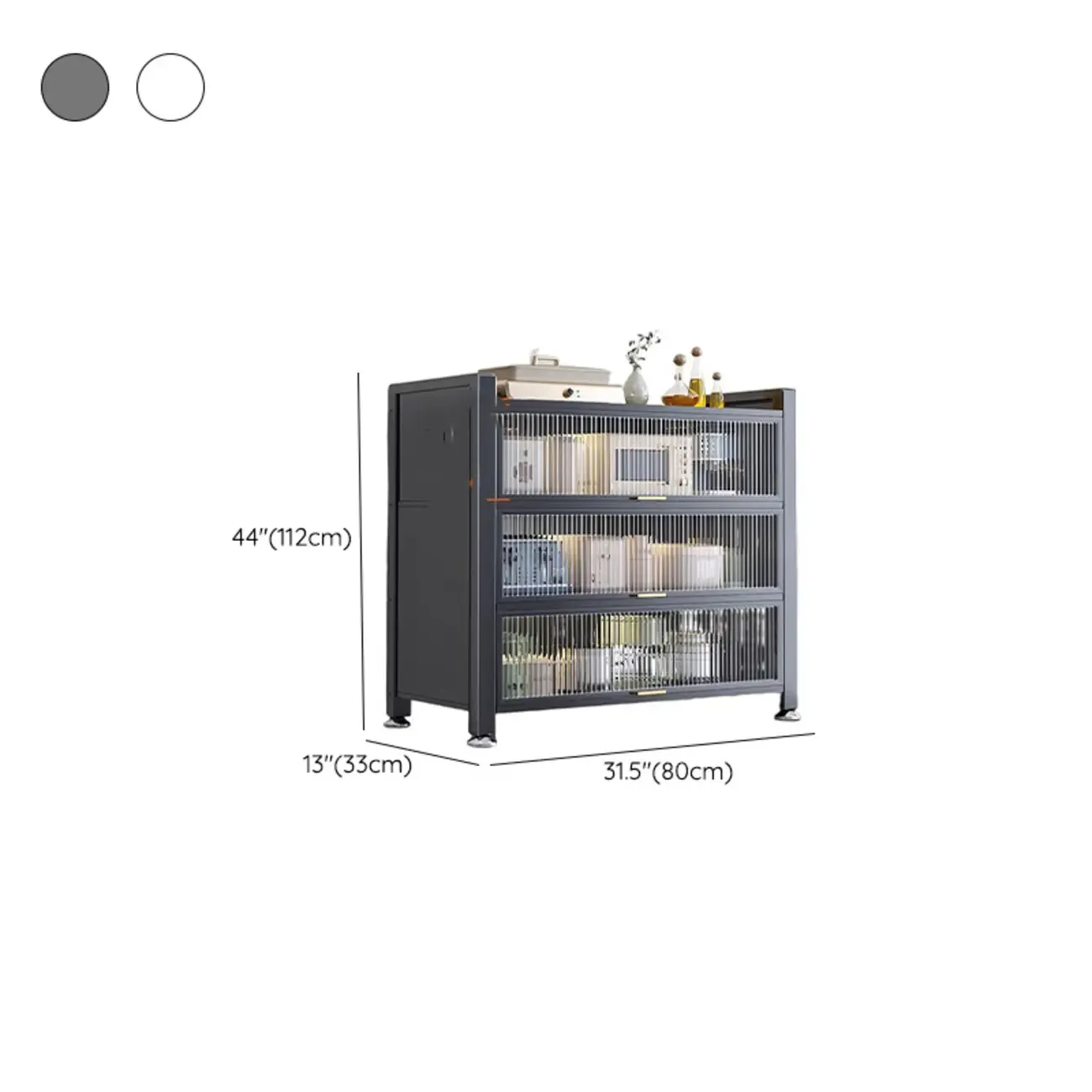 Simple Modern Metal Multi-Cabinet Lift-Up Door Sideboard #size