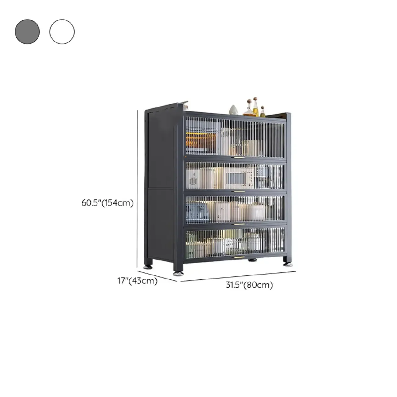 Simple Modern Metal Multi-Cabinet Lift-Up Door Sideboard Image - 24
