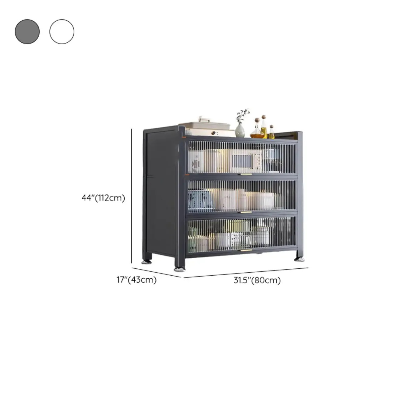 Simple Modern Metal Multi-Cabinet Lift-Up Door Sideboard Image - 27