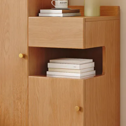 Art Deco Bedside Cabinet Nightstand with 3 Cabinets, 4 Shelves, Left Orientation, and Laminate Countertop Image - 8