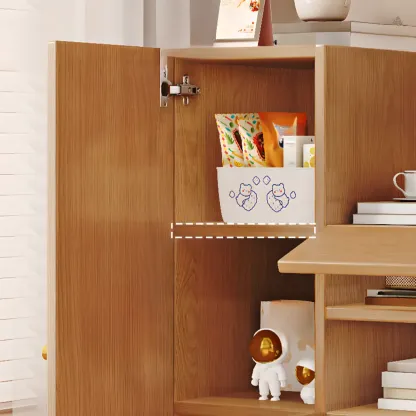 Art Deco Bedside Cabinet Nightstand with 3 Cabinets, 4 Shelves, Left Orientation, and Laminate Countertop Image - 9