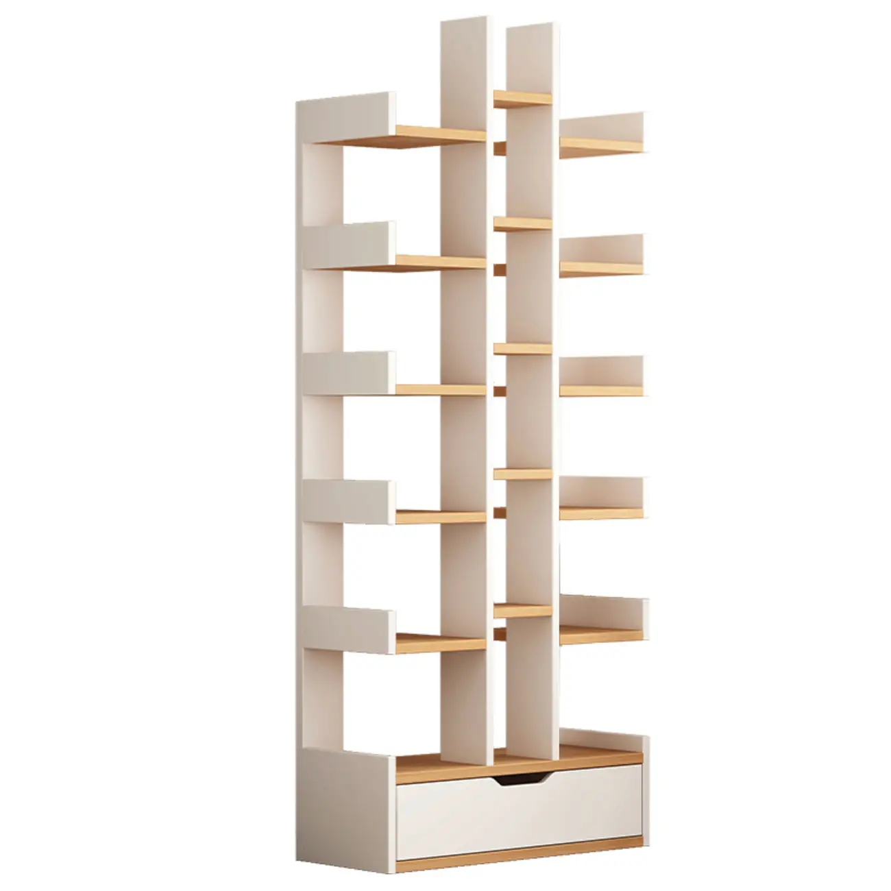 Shelf Organizer with 9 Shelves/11-Shelf in Lumber, Vertical with Artificial Board Open Back Image - 7 | homeyfad