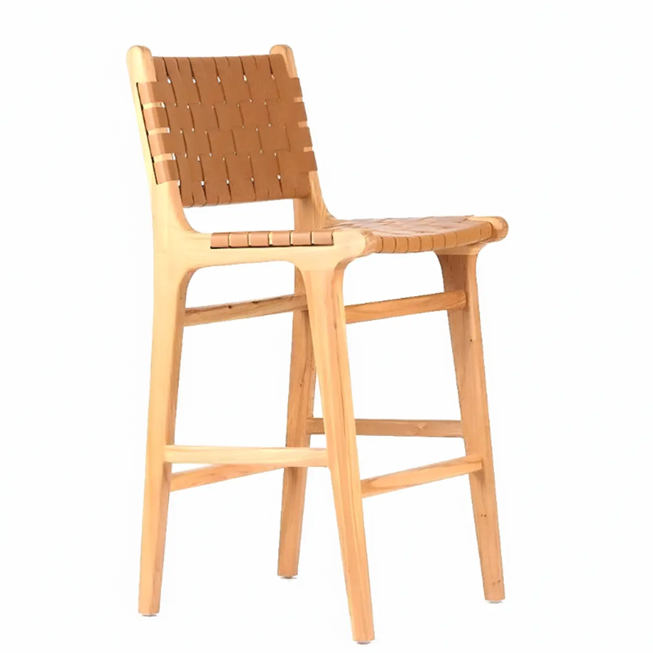 Modern Square Rattan Seat Counter Height Stools with Back Image - 13 | homeyfad