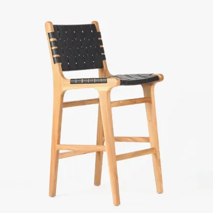 Modern Square Rattan Seat Counter Height Stools with Back Image - 14