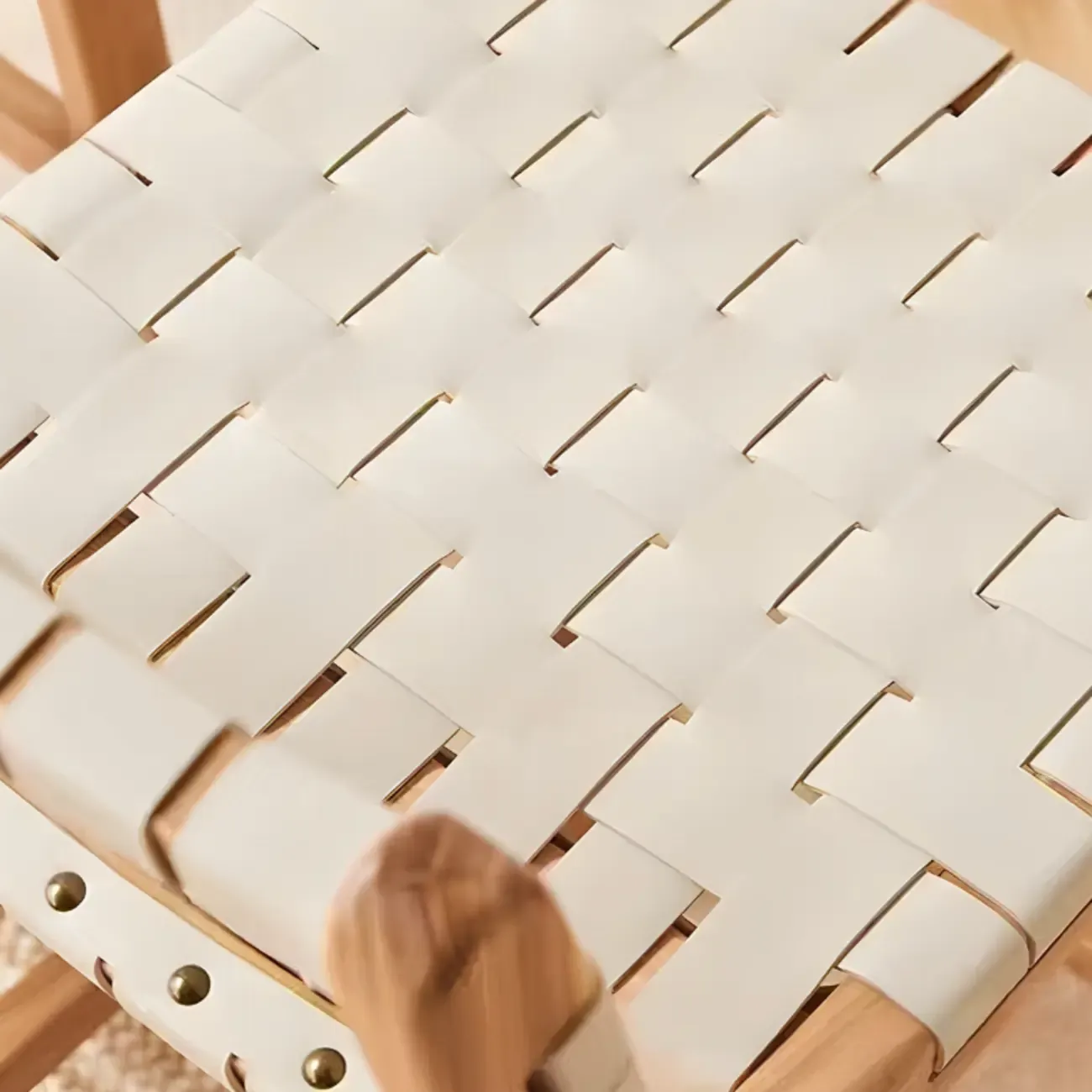 Modern Square Rattan Seat Counter Height Stools with Back Image - 8