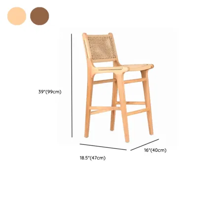 Modern Square Rattan Seat Counter Height Stools with Back Image - 19