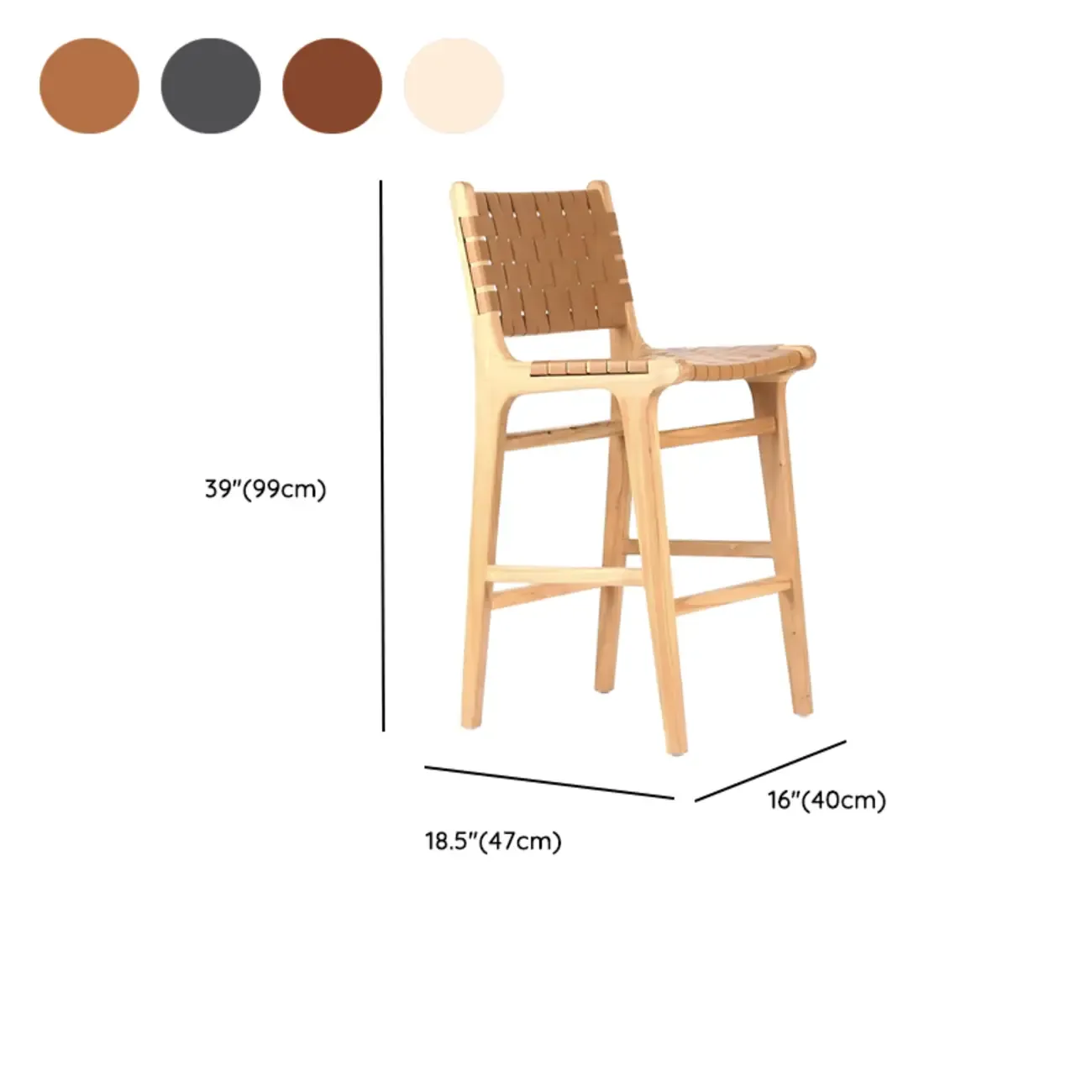 Modern Square Rattan Seat Counter Height Stools with Back Image - 20