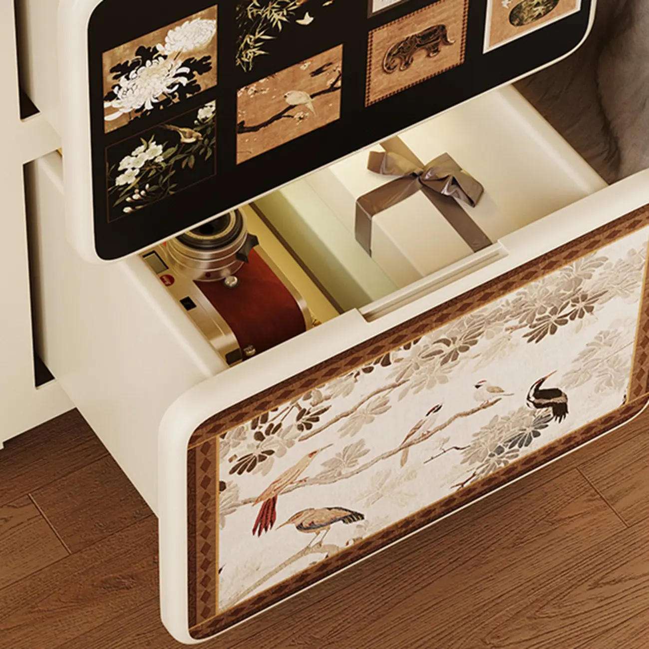 Modern Simple Style Bedside Cabinet Nightstand with 4/3/2 Drawers and Polymer Countertop Image - 2 | homeyfad