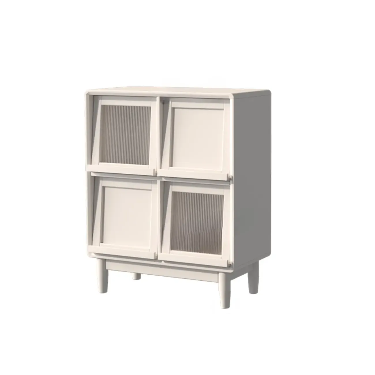 Horizontal Rectangular Wooden Flip-Top Bookcase With Doors Image - 5