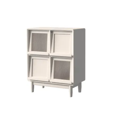 Horizontal Rectangular Wooden Flip-Top Bookcase With Doors Image - 5