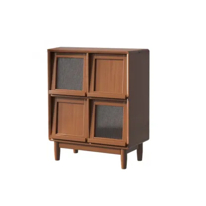 Horizontal Rectangular Wooden Flip-Top Bookcase With Doors Image - 6