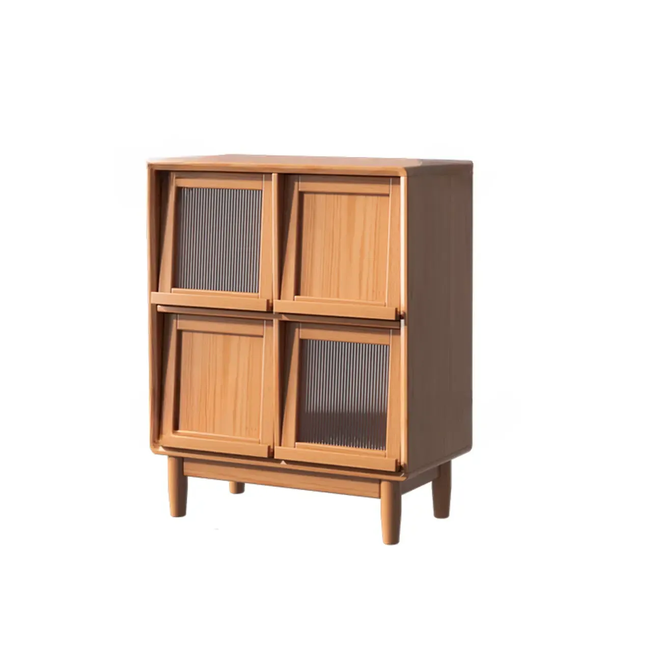 Horizontal Rectangular Wooden Flip-Top Bookcase With Doors Image - 7