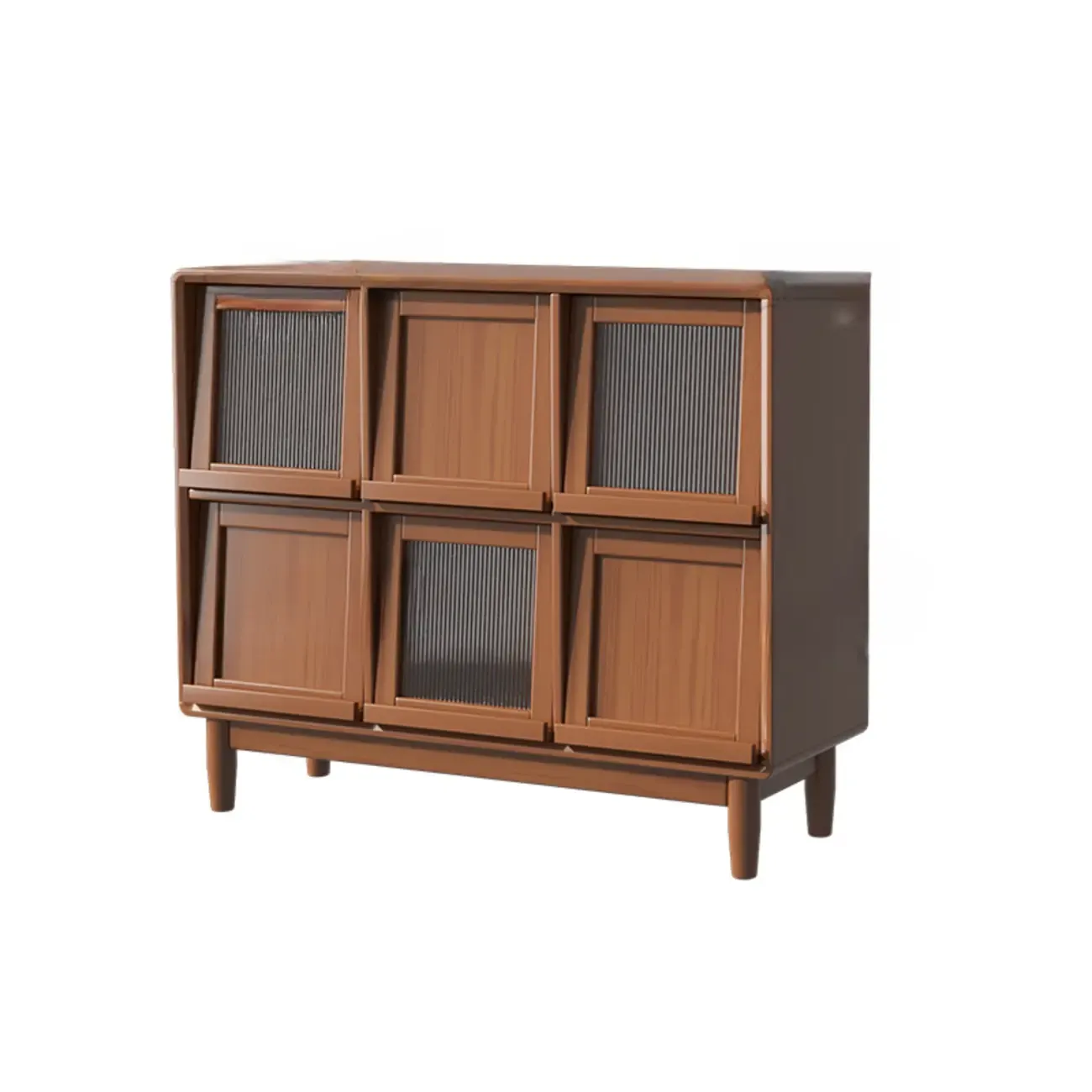 Horizontal Rectangular Wooden Flip-Top Bookcase With Doors Image - 11