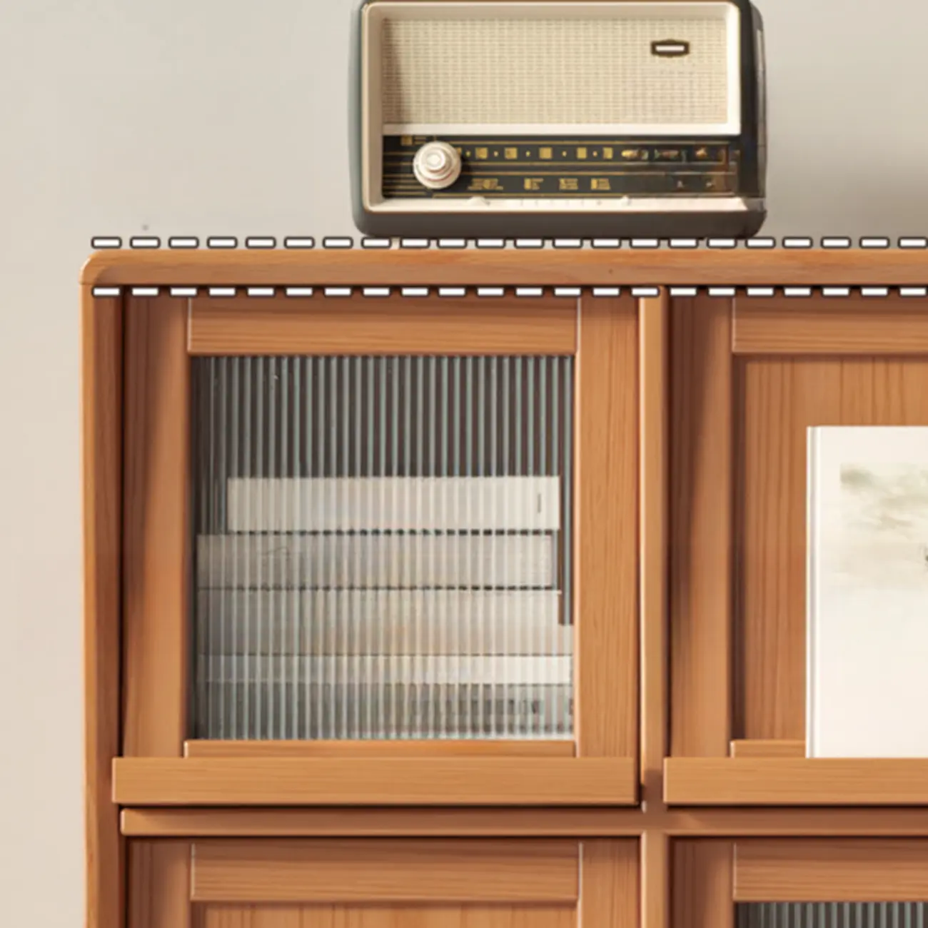 Horizontal Rectangular Wooden Flip-Top Bookcase With Doors Image - 12 | homeyfad