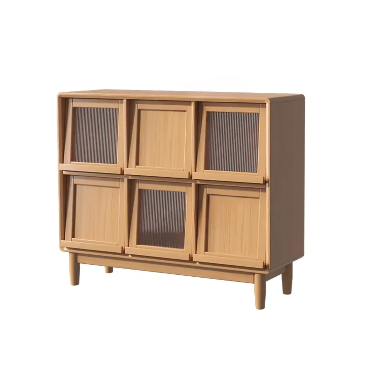 Horizontal Rectangular Wooden Flip-Top Bookcase With Doors Image - 14