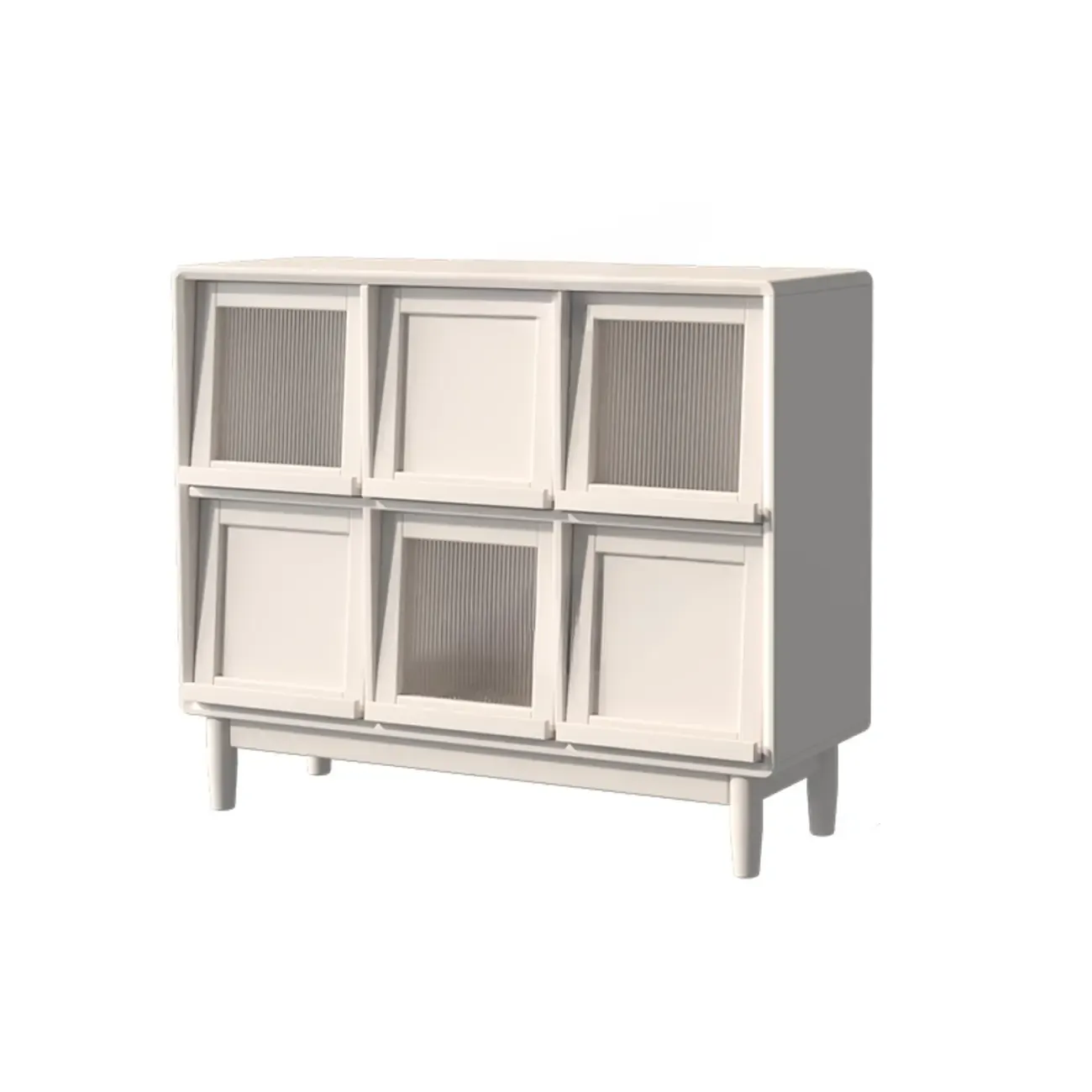 Horizontal Rectangular Wooden Flip-Top Bookcase With Doors Image - 15