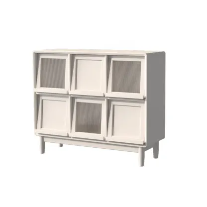 Horizontal Rectangular Wooden Flip-Top Bookcase With Doors Image - 15