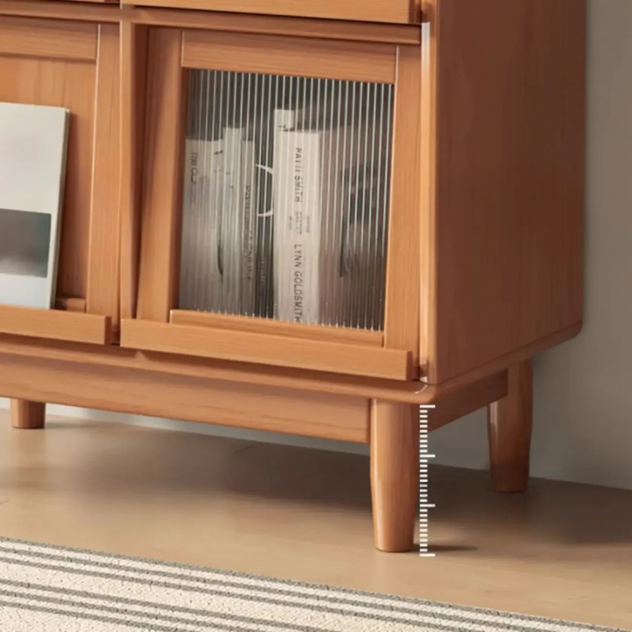 Horizontal Rectangular Wooden Flip-Top Bookcase With Doors Image - 16