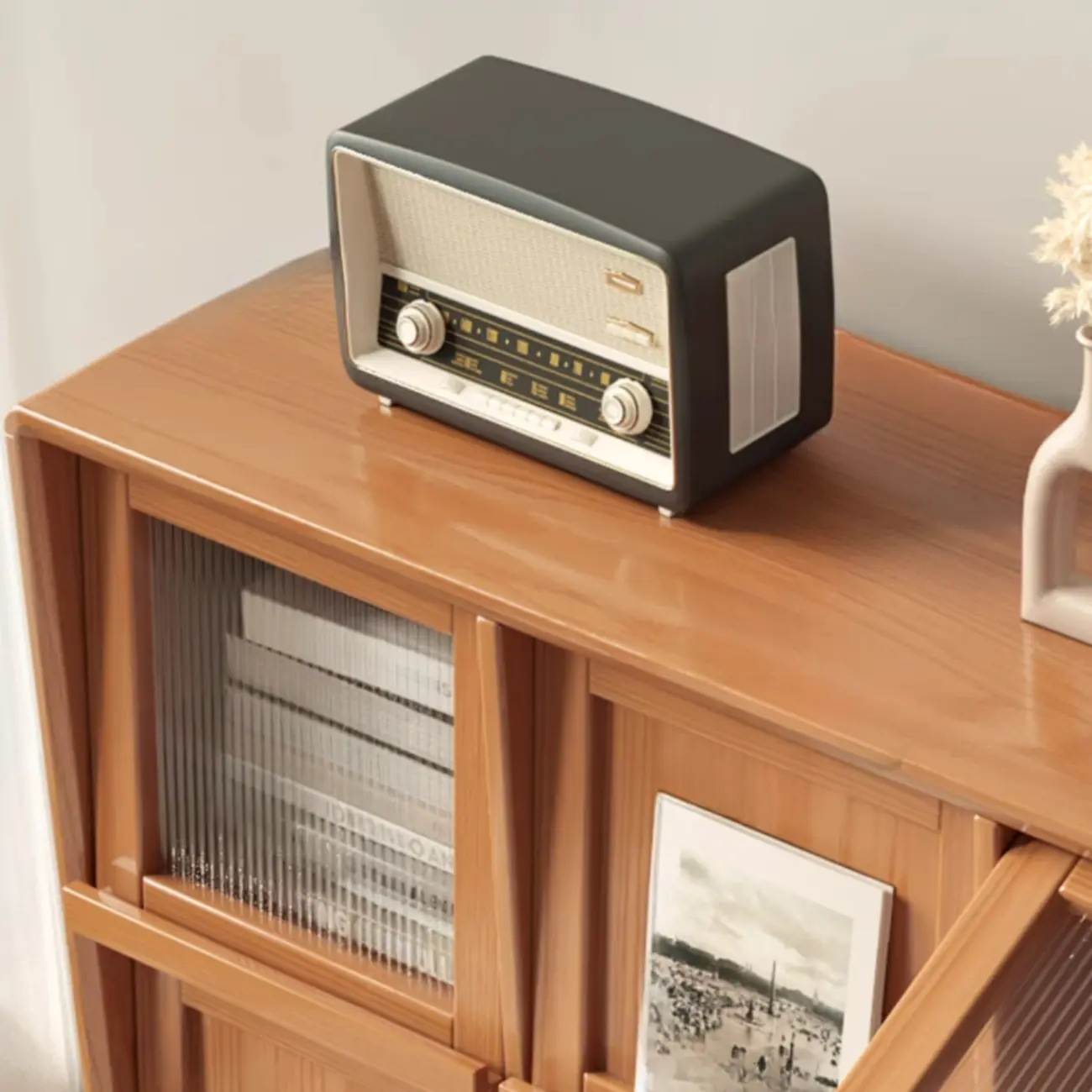 Horizontal Rectangular Wooden Flip-Top Bookcase With Doors Image - 17 | homeyfad