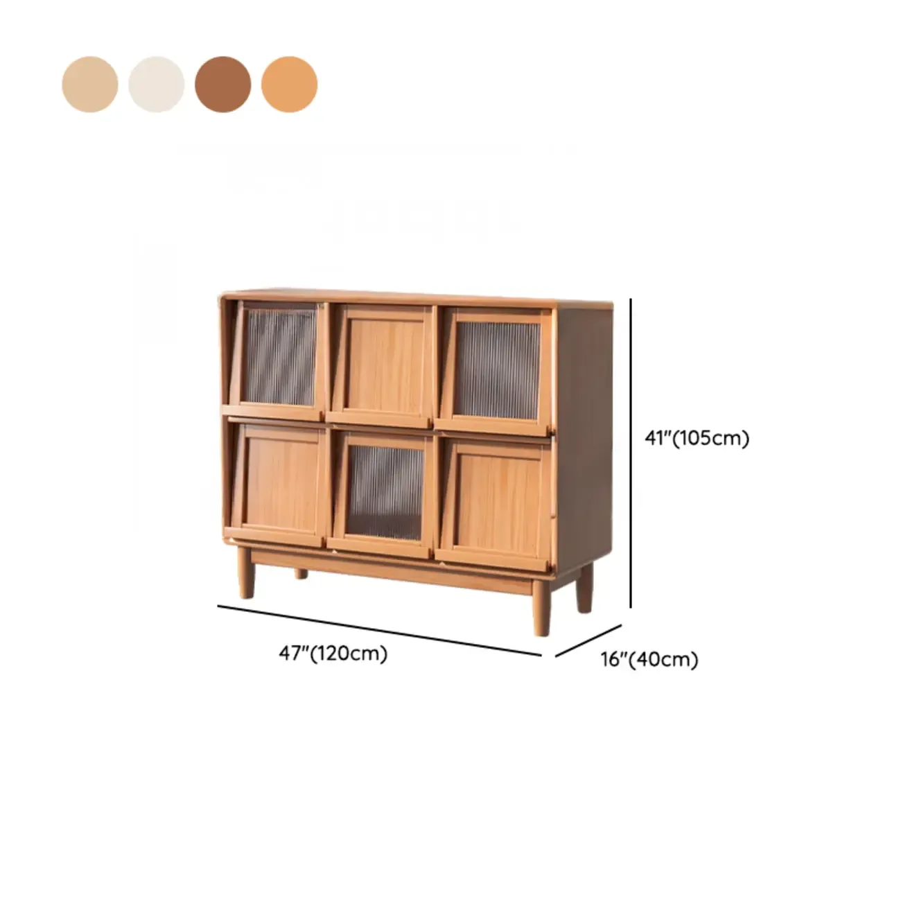 Horizontal Rectangular Wooden Flip-Top Bookcase With Doors Image - 19