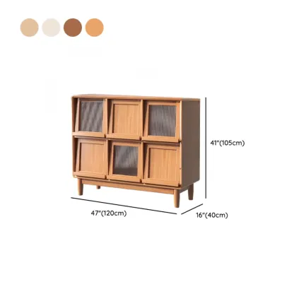 Horizontal Rectangular Wooden Flip-Top Bookcase With Doors Image - 19