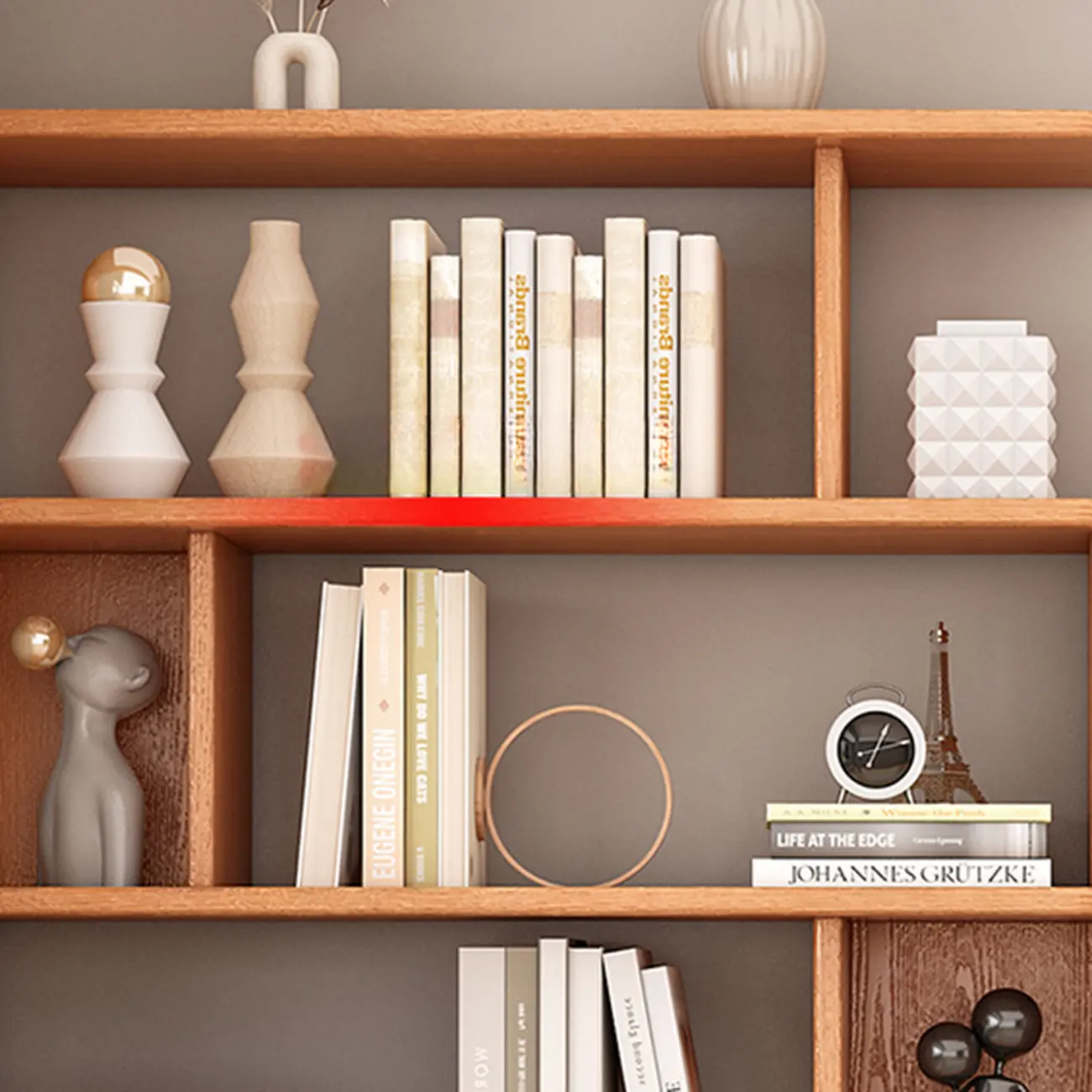 Mid-Century 6-Tier Open Back Wooden Bookshelf Image - 8 | homeyfad