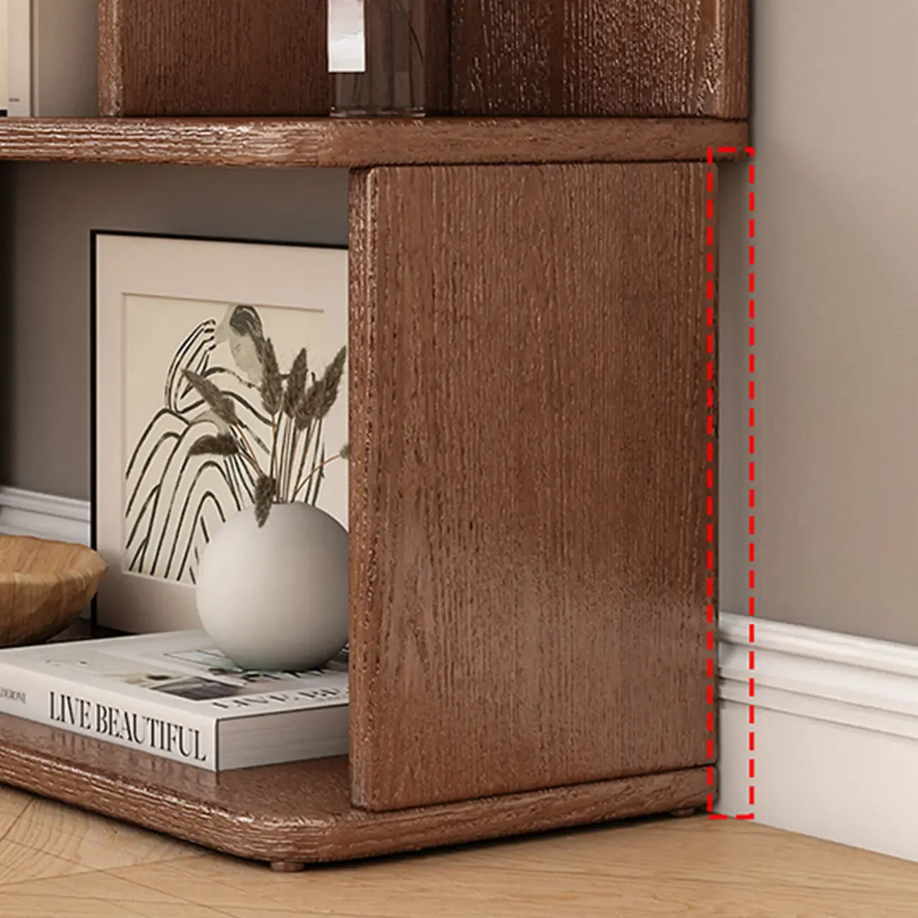 Mid-Century 6-Tier Open Back Wooden Bookshelf Image - 9