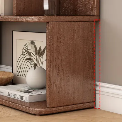 Mid-Century 6-Tier Open Back Wooden Bookshelf Image - 9