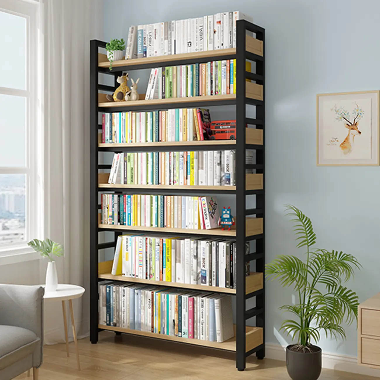 Modern Versatile Open Back Wooden Tall Bookshelves Image - 2 | homeyfad