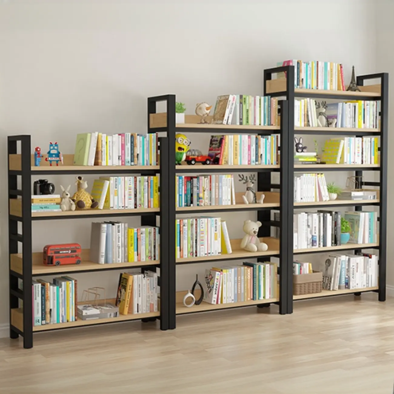 Modern Versatile Open Back Wooden Tall Bookshelves Image - 1 | homeyfad