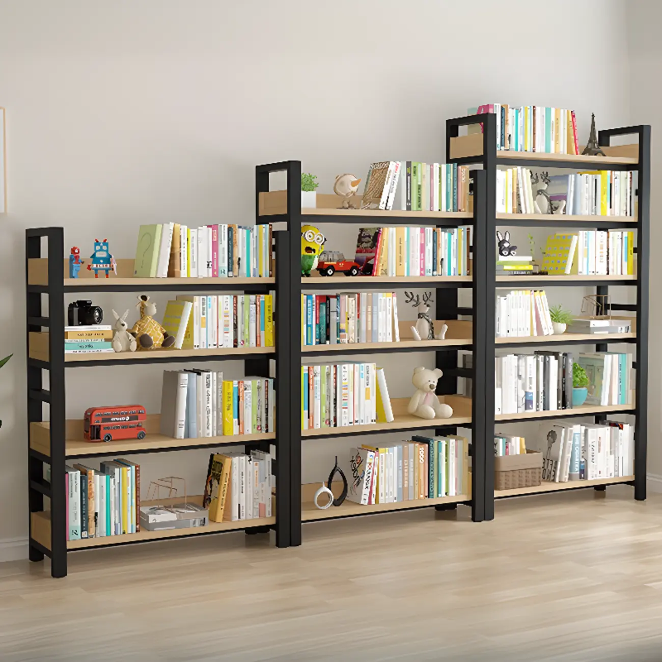 Modish Multi-Layer Open Back Wooden Tall Bookshelves Image - 1 | homeyfad
