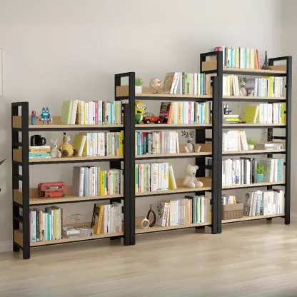 Modish Multi-Layer Open Back Wooden Tall Bookshelves Image - 1
