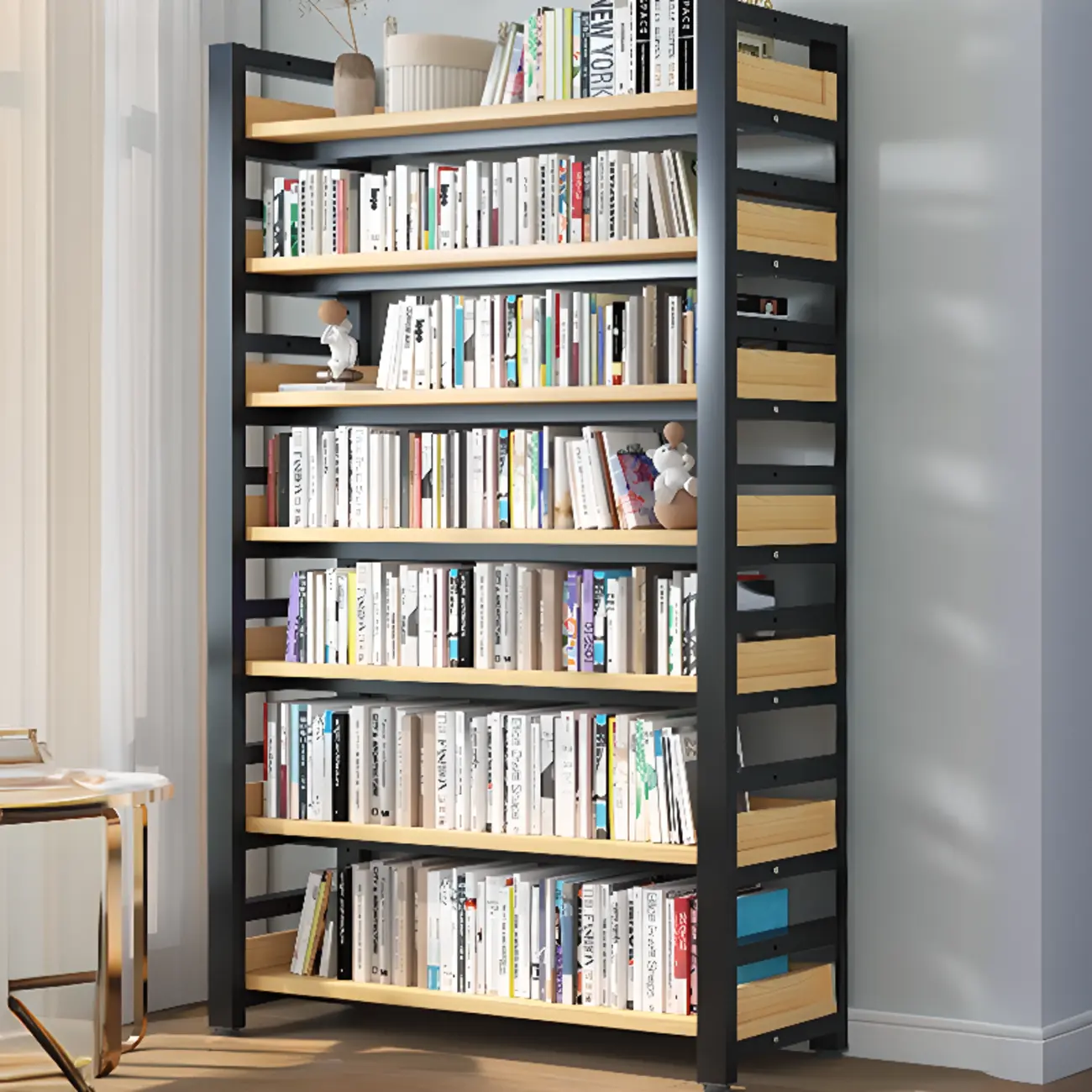 Modish Multi-Layer Open Back Wooden Tall Bookshelves Image - 2 | homeyfad