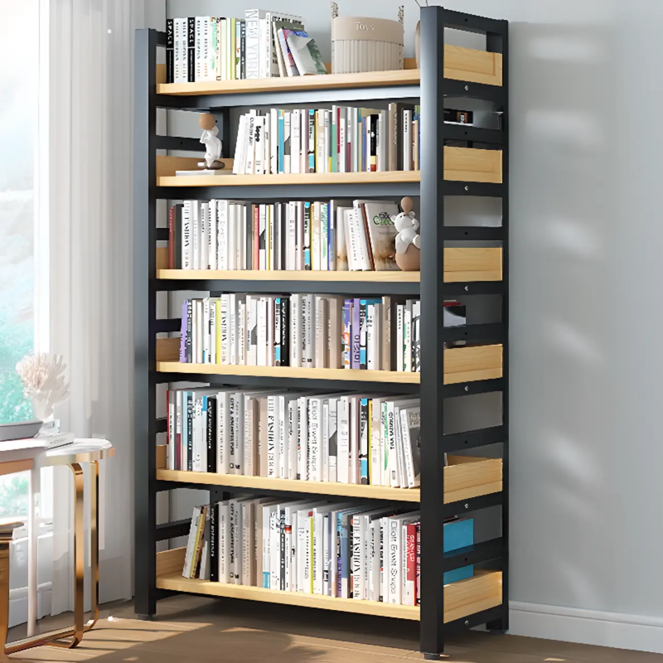 Modish Multi-Layer Open Back Wooden Tall Bookshelves Image - 10 | homeyfad