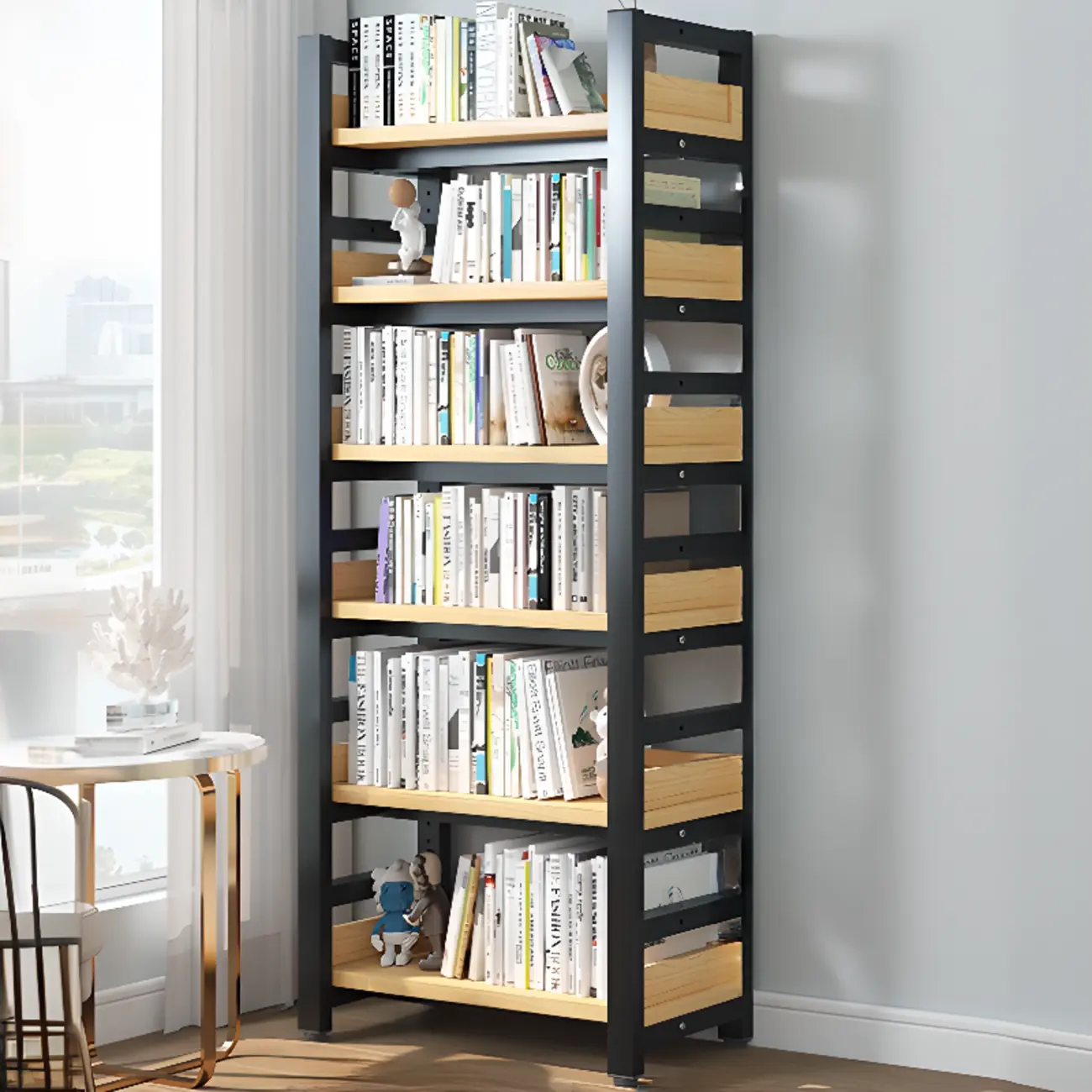 Modish Multi-Layer Open Back Wooden Tall Bookshelves Image - 12 | homeyfad