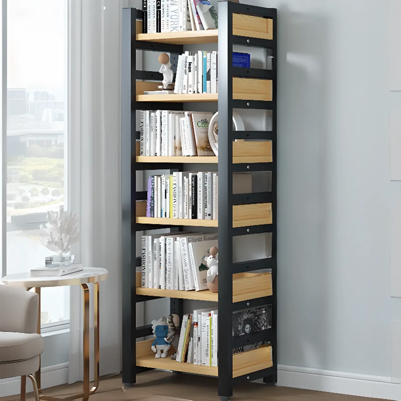 Modish Multi-Layer Open Back Wooden Tall Bookshelves Image - 13 | homeyfad